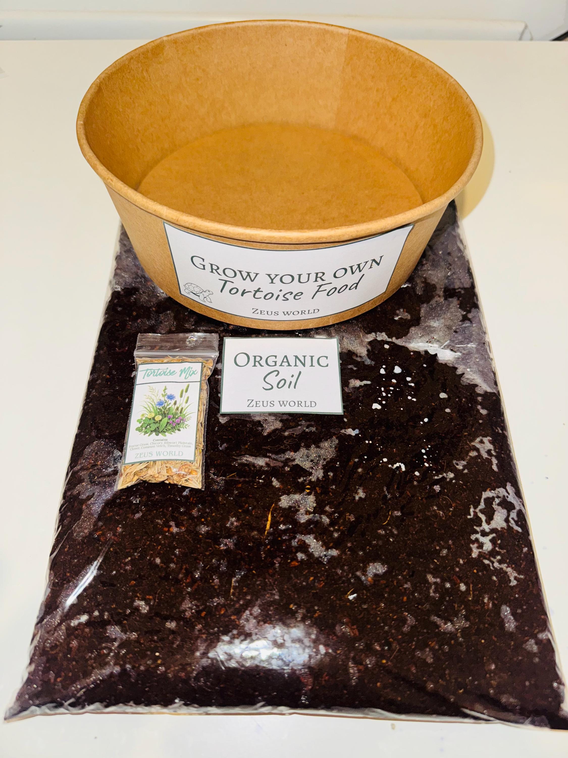 Tortoise Mix | Grow Your Own Tortoise Food Kit | Tortoise Safe Seeds & Organic Soil | Natural Grazing Kit