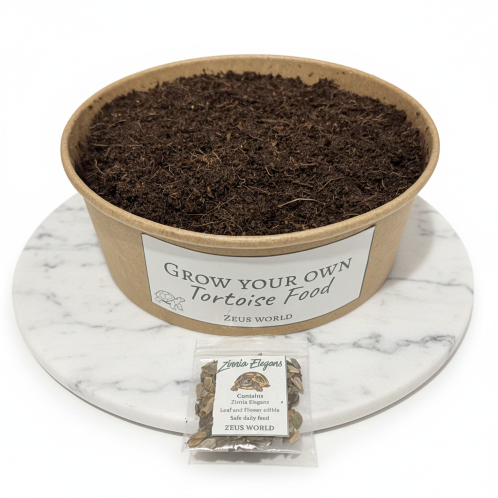 Zinnia Elegans | Grow Your Own Tortoise Food Kit | Tortoise Seeds & Organic Soil | Natural Grazing Kit