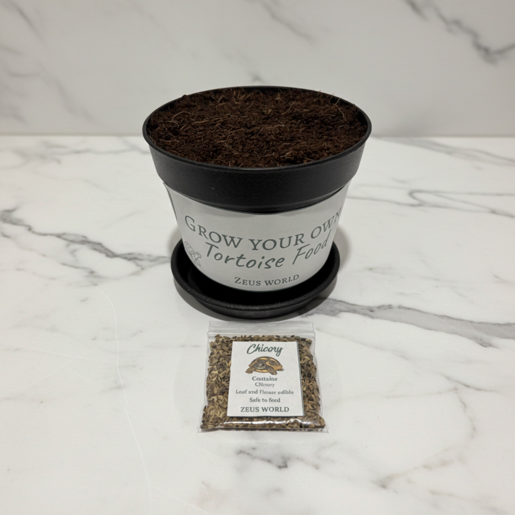 Chicory | Grow Your Own Tortoise Food Kit Pot | Tortoise Seeds & Organic Soil | Natural Grazing Kit