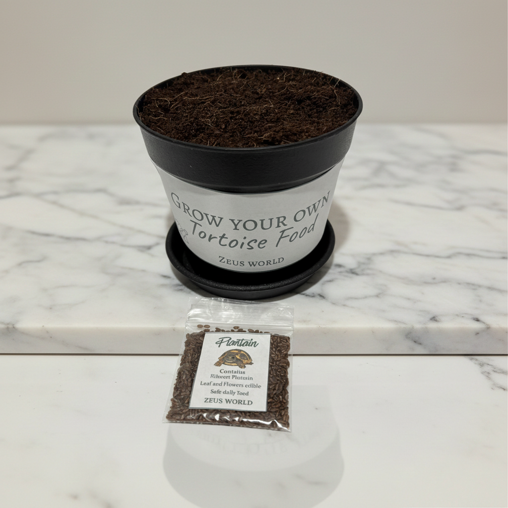 Plantain | Grow Your Own Tortoise Food Kit | Tortoise Plantain Seeds & Organic Soil | Natural Grazing Kit