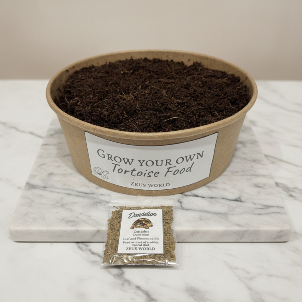 Dandelion | Grow Your Own Tortoise Food Kit | Tortoise Plantain Seeds & Organic Soil | Natural Grazing Kit