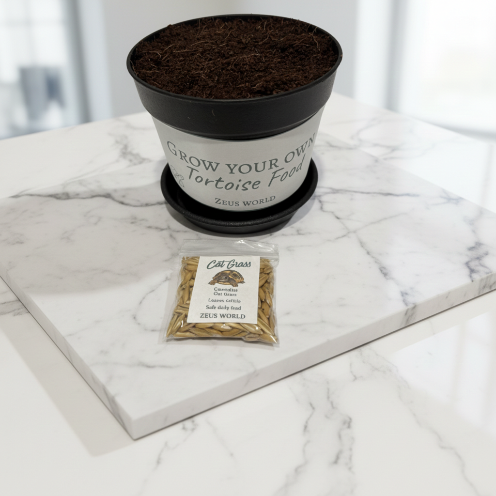 Cat Grass | Grow Your Own Tortoise Food Kit Pot | Tortoise Seeds & Organic Soil | Natural Grazing Kit
