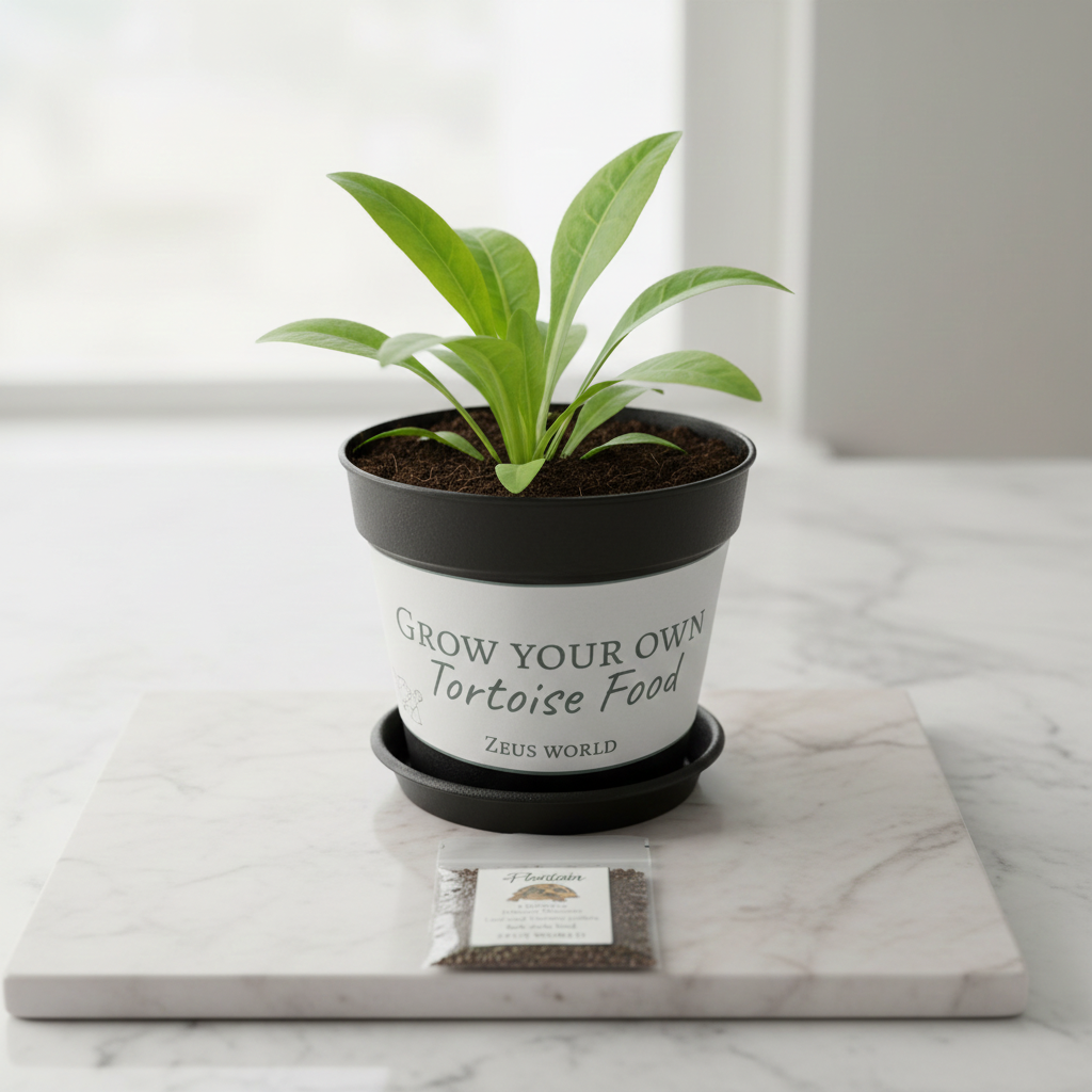 Plantain | Grow Your Own Tortoise Food Kit | Tortoise Plantain Seeds & Organic Soil | Natural Grazing Kit