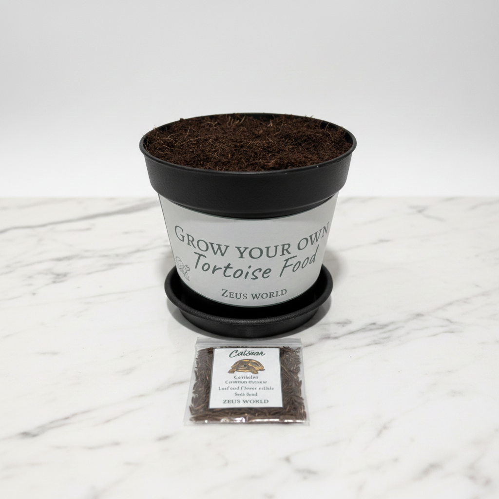 Catsear | Grow Your Own Tortoise Food Kit Pot | Tortoise Seeds & Organic Soil | Natural Grazing Kit