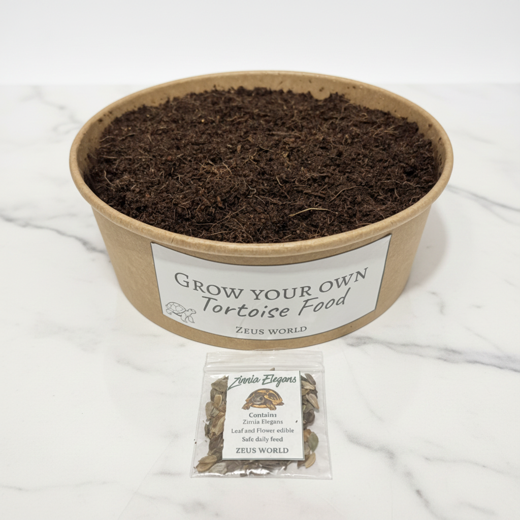 Zinnia Elegans | Grow Your Own Tortoise Food Kit | Tortoise Seeds & Organic Soil | Natural Grazing Kit