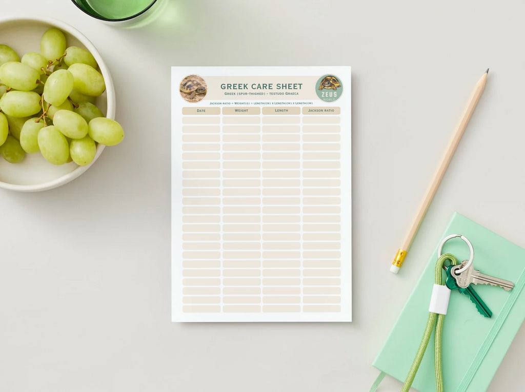 Greek Spur-Thighed Tortoise Weight, Length and Jackson Ratio Tracker (Printable PDF)