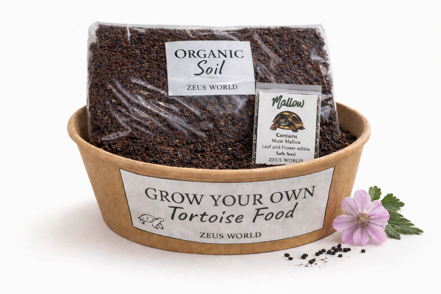 Mallow | Grow Your Own Tortoise Food Kit | Tortoise Seeds & Organic Soil | Natural Grazing Kit