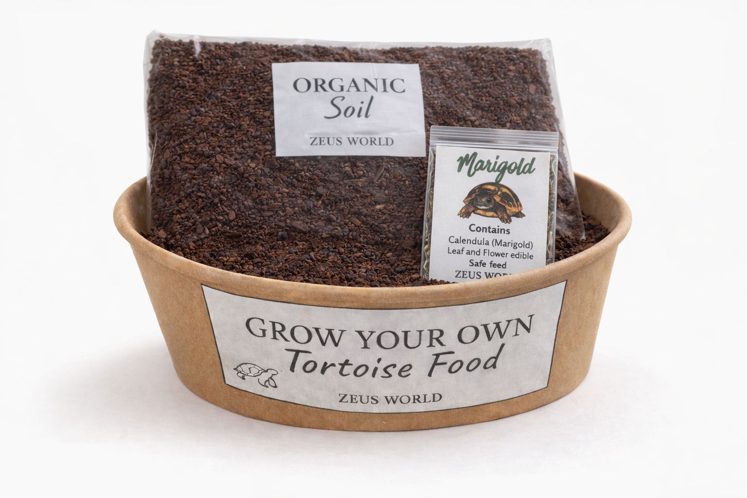 Marigold | Grow Your Own Tortoise Food Kit | Tortoise Seeds & Organic Soil | Natural Grazing Kit
