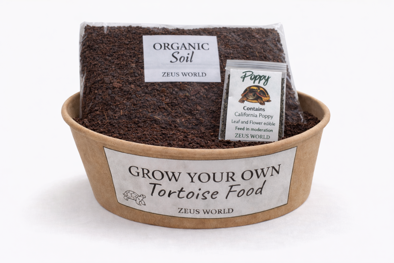 California Poppy | Grow Your Own Tortoise Food Kit | Tortoise Seeds & Organic Soil | Natural Grazing Kit