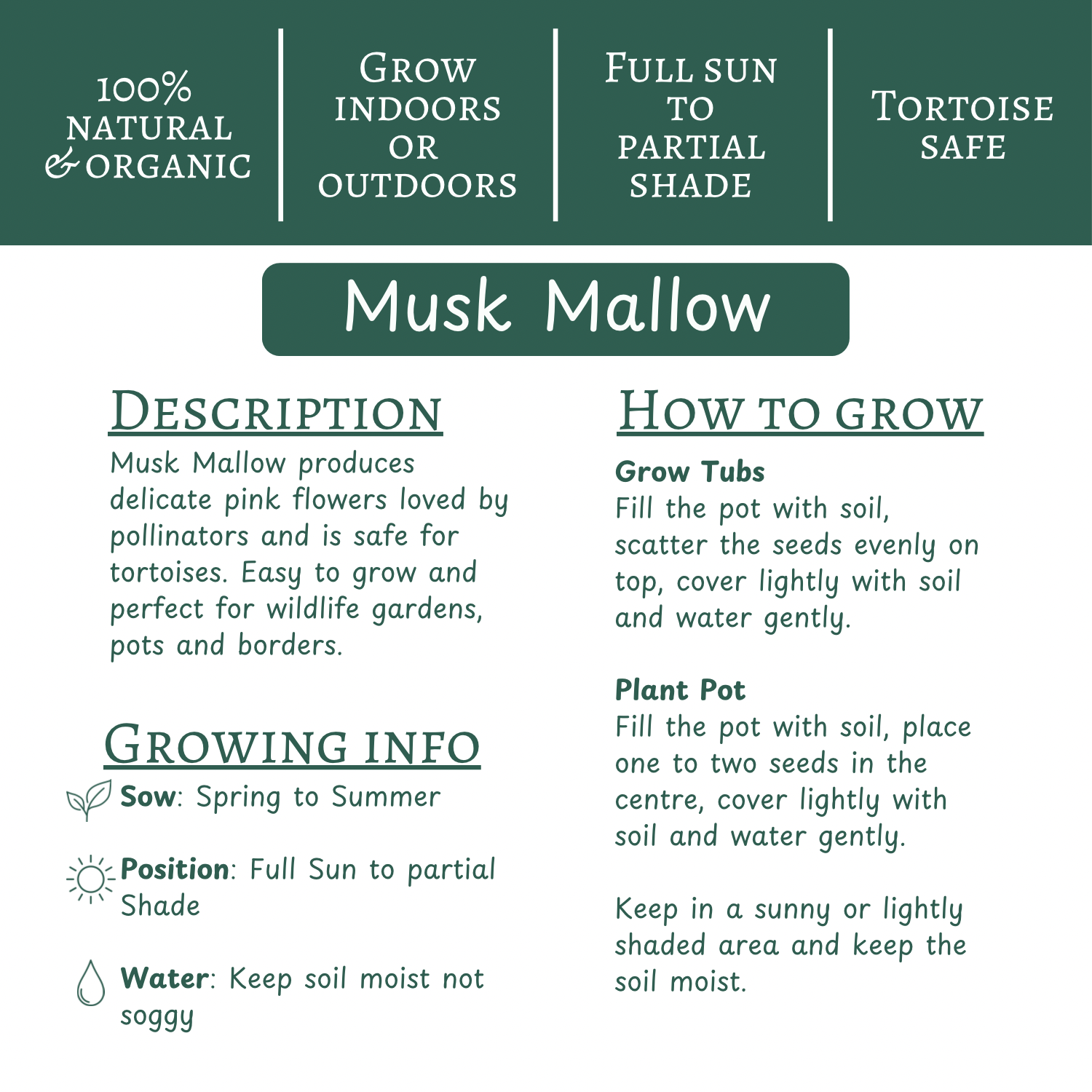 Mallow Seeds | Grow Your Own Tortoise Food | Tortoise Safe Seed Blend | Natural Reptile Diet